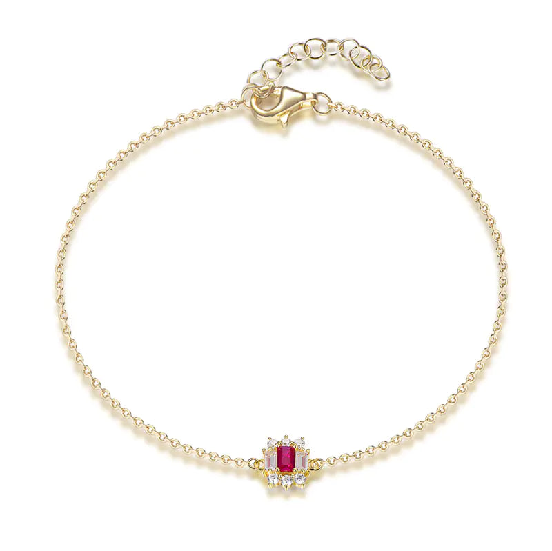 Wholesale Silver CZ & Corundum Adjustable Lab Created Ruby Diamond Bracelet​