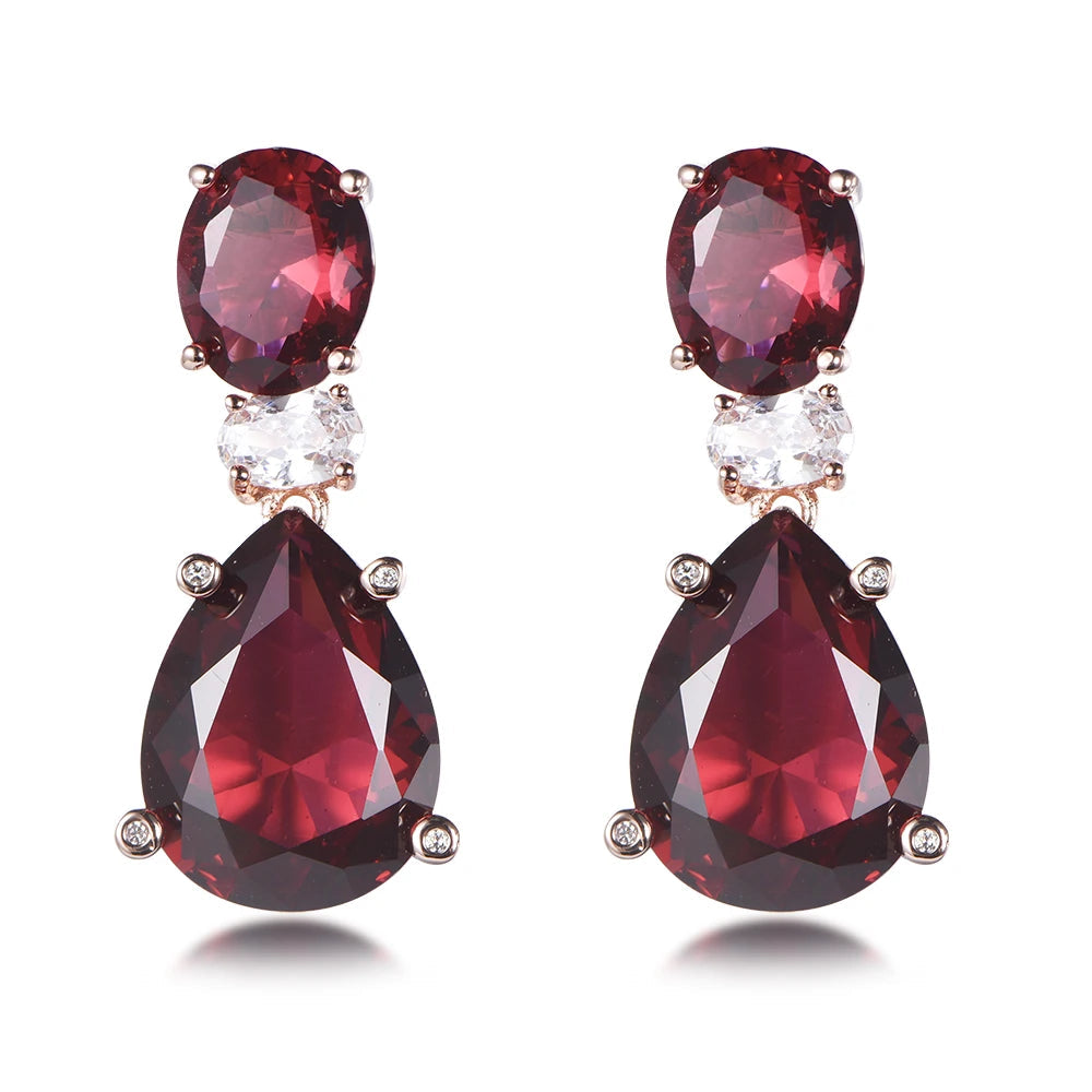 Wholesale Silver CZ & Corundum Lab Created Ruby Dangle Drop Earrings​