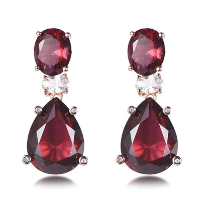 Wholesale Silver CZ & Corundum Lab Created Ruby Dangle Drop Earrings​