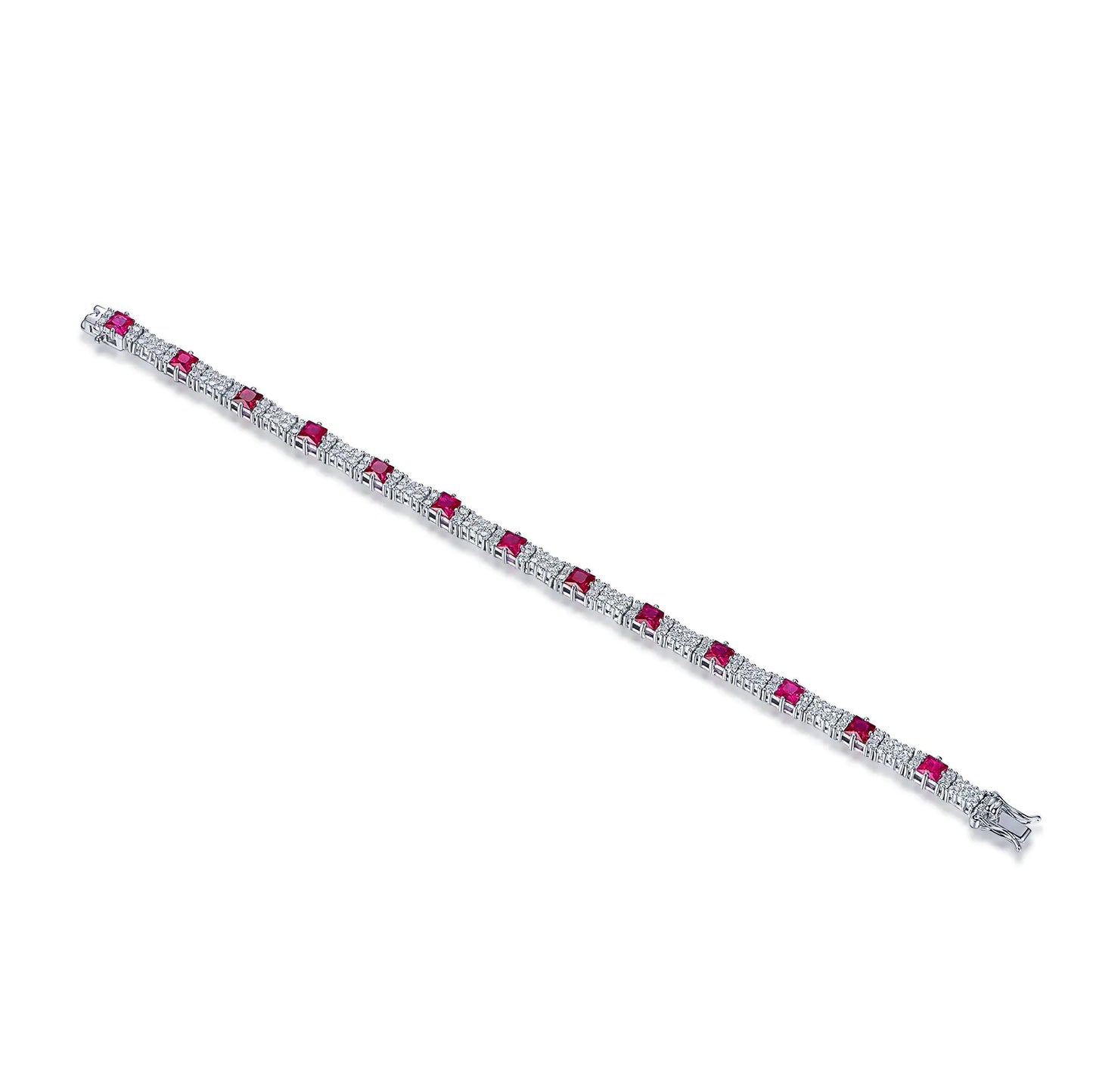 Wholesale Silver CZ & Corundum Lab Created Ruby Diamond Tennis Bracelet​