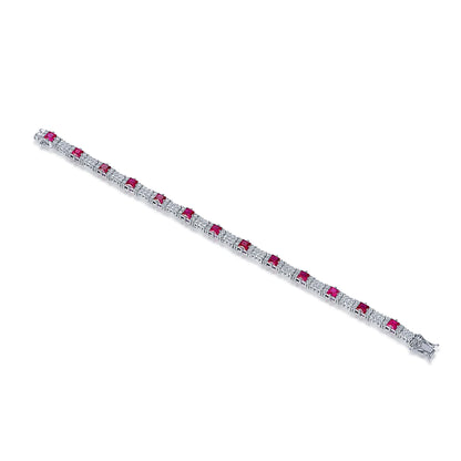 Wholesale Silver CZ & Corundum Lab Created Ruby Diamond Tennis Bracelet​