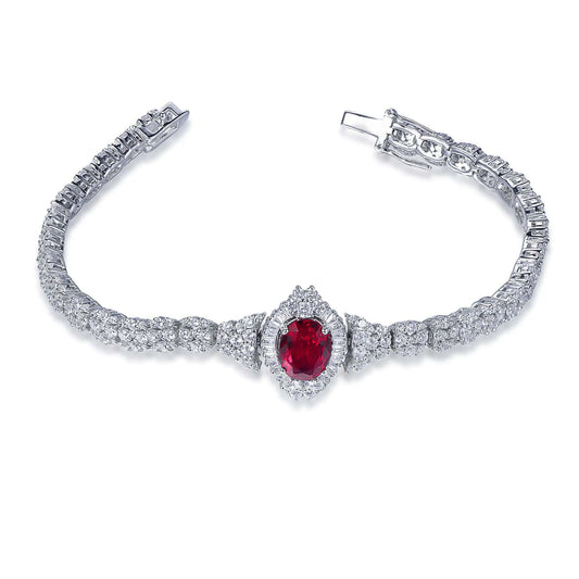 Wholesale Silver CZ & Corundum Lab Created Ruby Tennis Bracelets