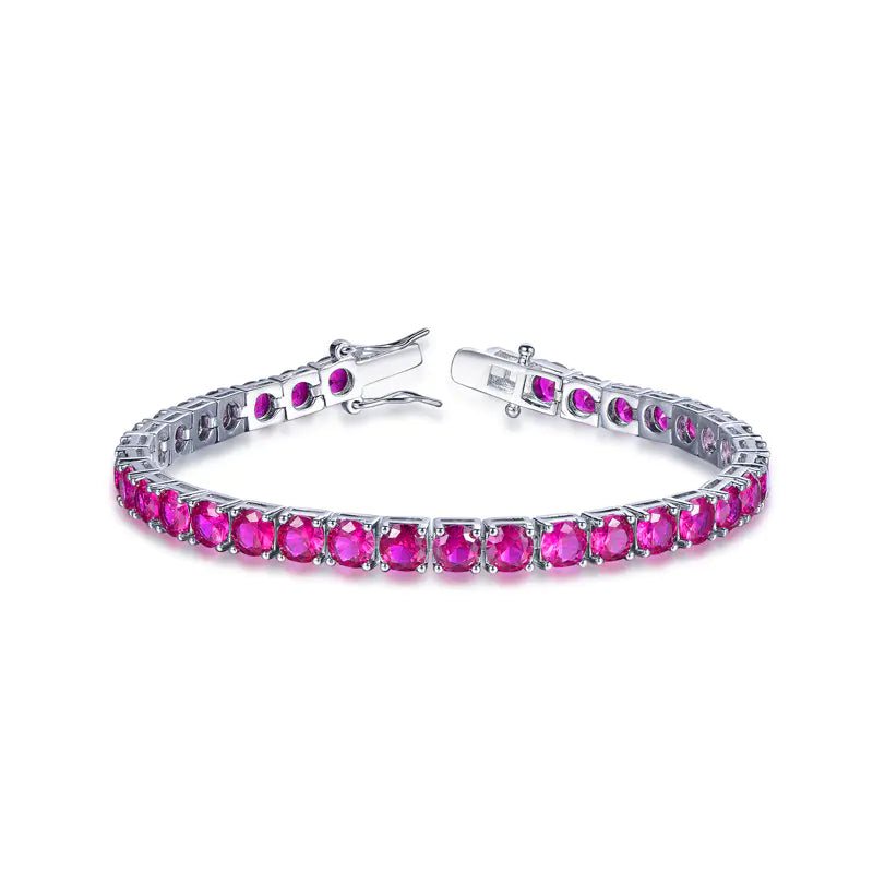 Wholesale Silver CZ & Corundum Round Cut Lab Created Ruby Tennis Bracelets​