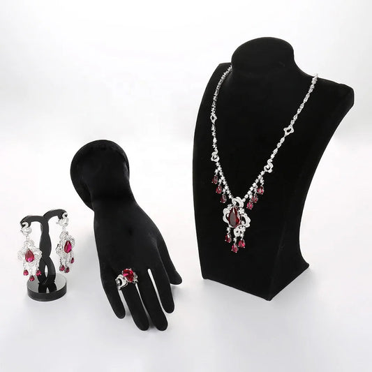 Wholesale Silver CZ & Corundum Simulated Ruby Bridal Party Jewelry Sets