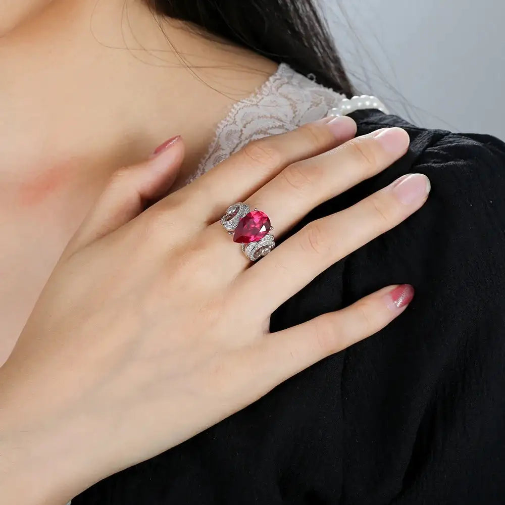 Wholesale Silver CZ Corundum Simulated Ruby Bridal Party Jewelry Sets ...