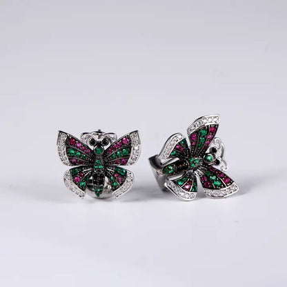 Wholesale Silver CZ & Corundum & Spinel & Nano Earring Butterfly Jewelry Set