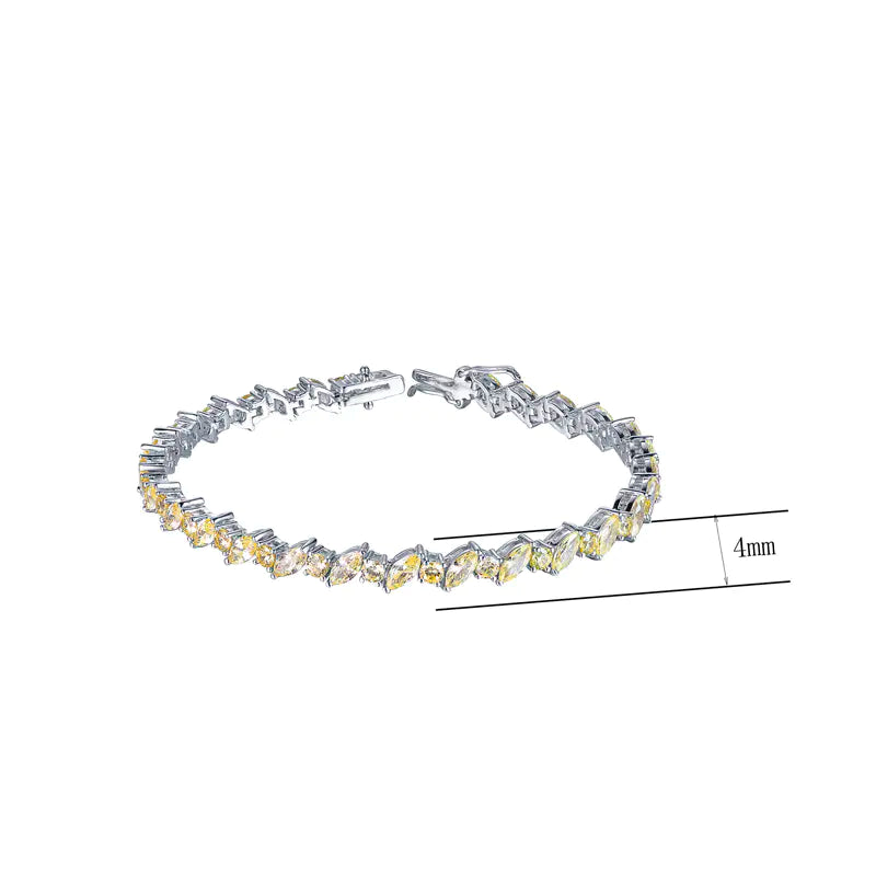 Wholesale Silver CZ Created Citrine Thin Tennis Bracelet​