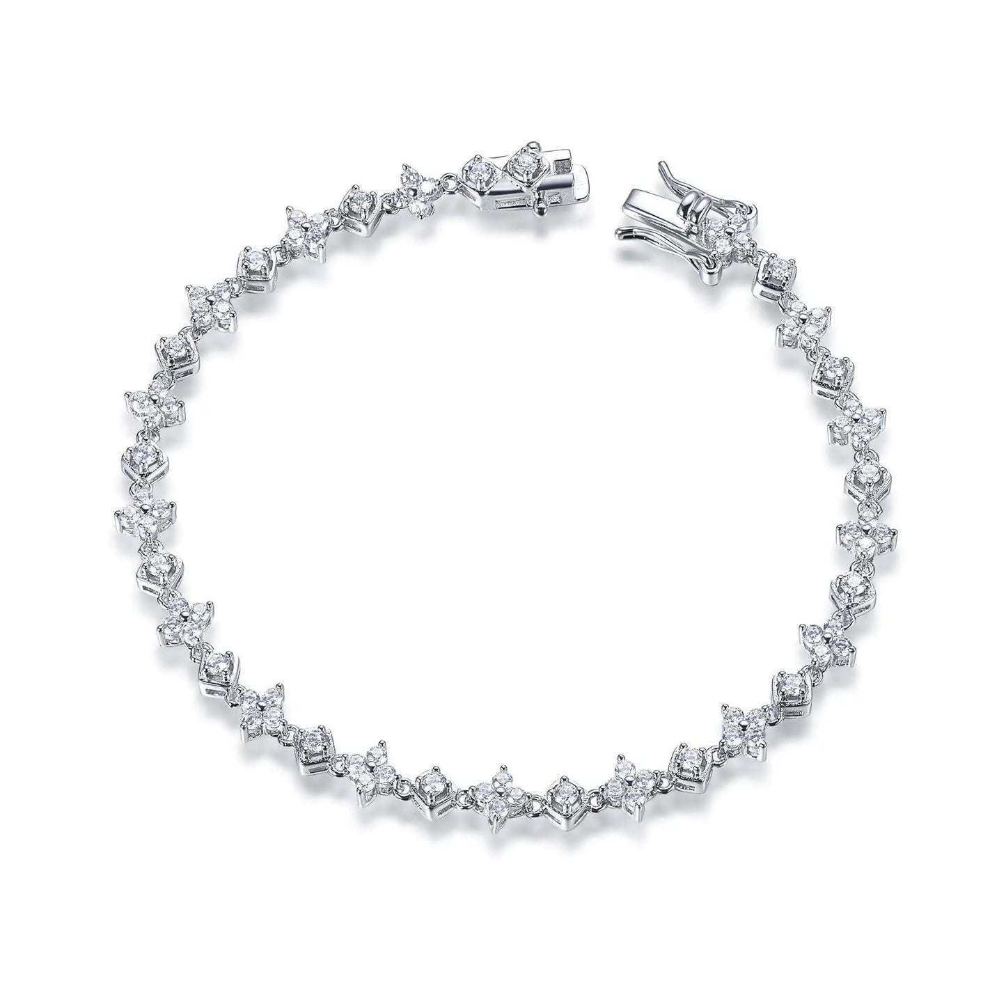 Wholesale Silver CZ Created Diamond Single Row Chain Mixed Shape Tennis Bracelet​