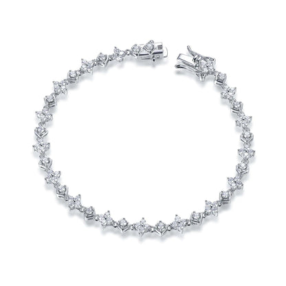 Wholesale Silver CZ Created Diamond Single Row Chain Mixed Shape Tennis Bracelet​