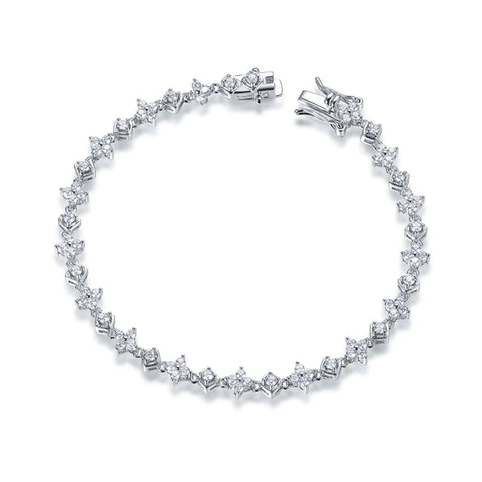 Wholesale Silver CZ Created Diamond Single Row Chain Mixed Shape Tennis Bracelet​