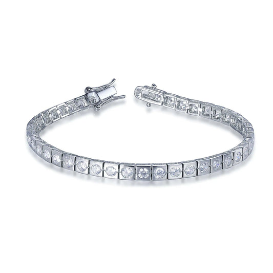 Wholesale Silver CZ Created Diamond Square Bezel Set Tennis Bracelet