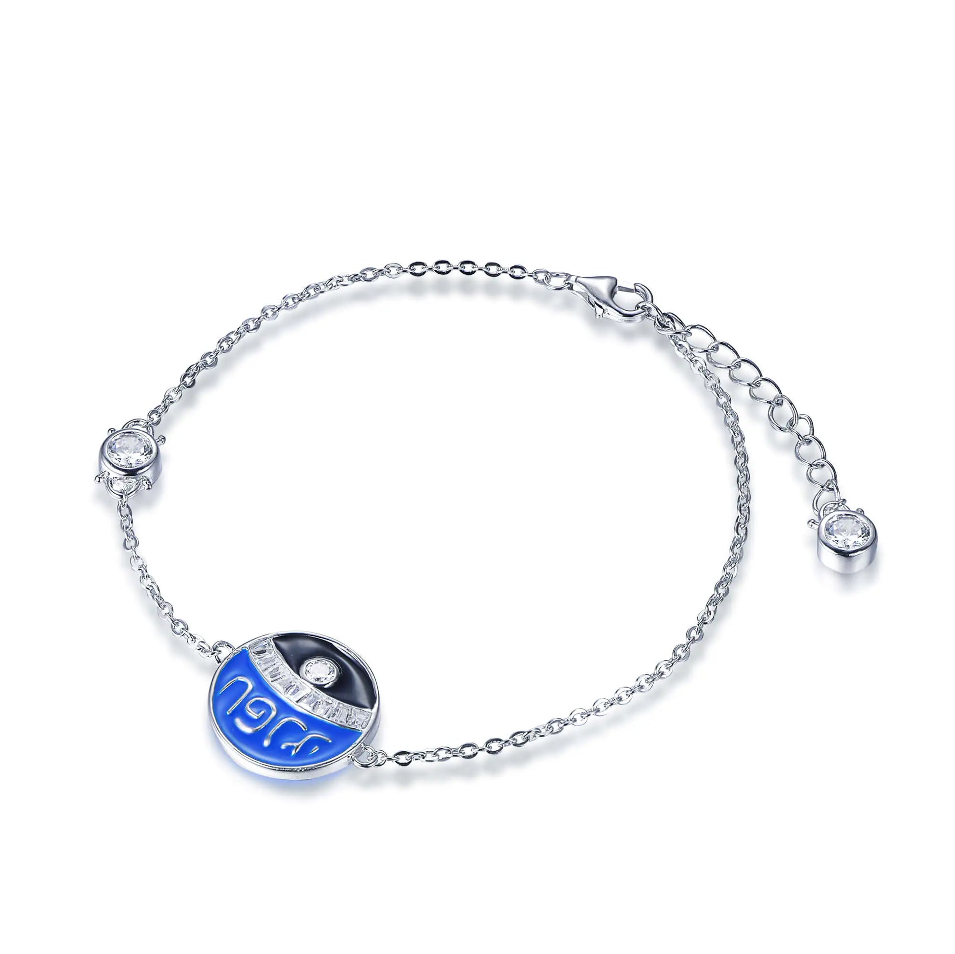 Wholesale Silver CZ & Enamel Adjustable Personalized Egyptian Style Bracelet