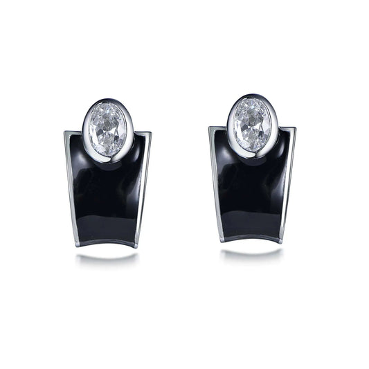 Wholesale Silver CZ & Enamel Lab Created Diamond Statement Earrings