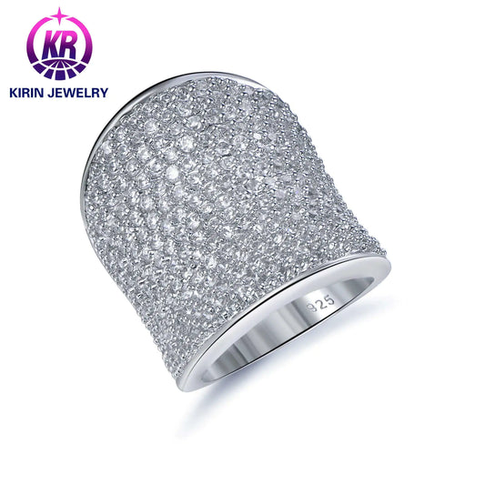 Wholesale Silver CZ Filled Eternity Style Statement Wide Band Engagement Ring