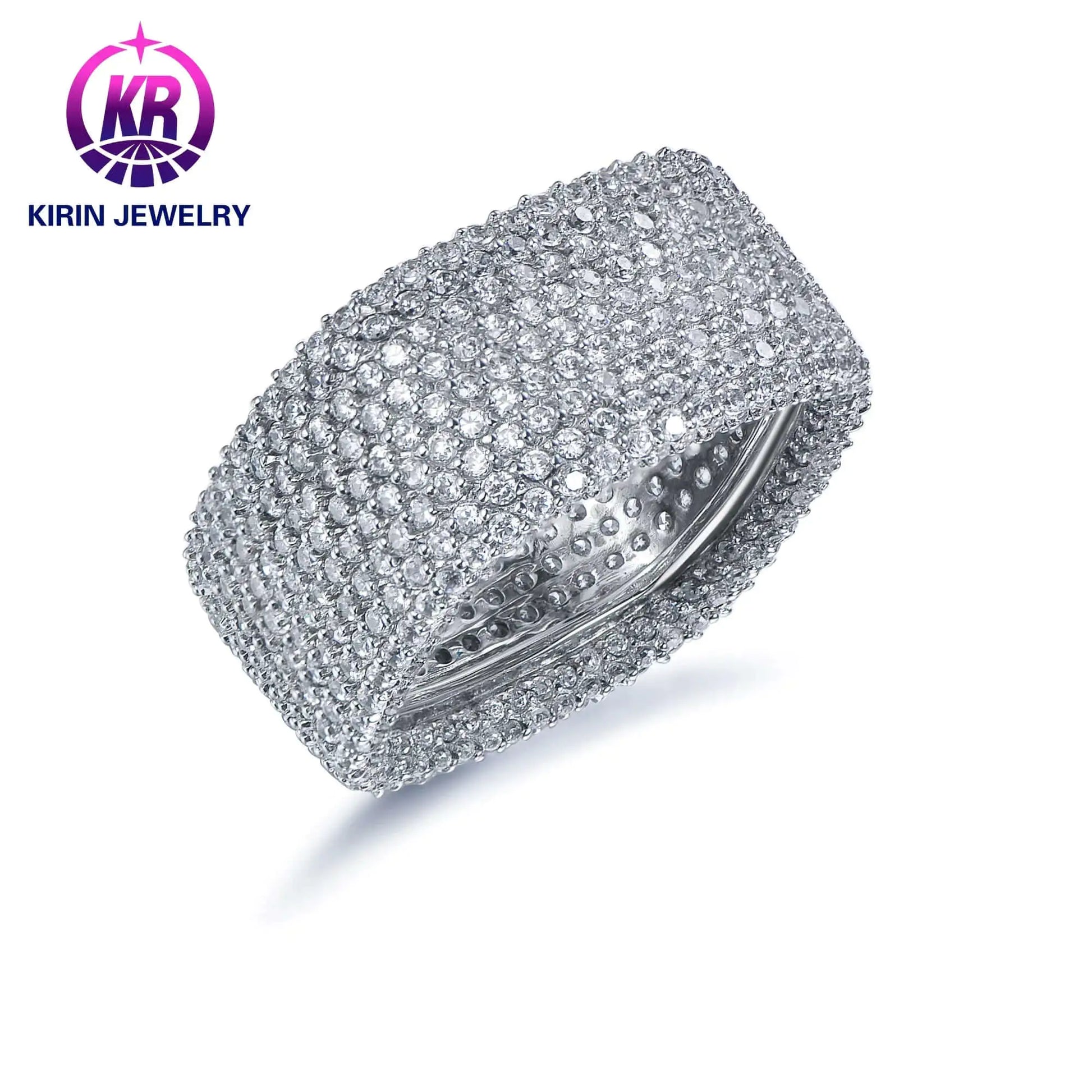 Wholesale Silver CZ Full Eternity Square Band Cluster Diamond Engagement Ring