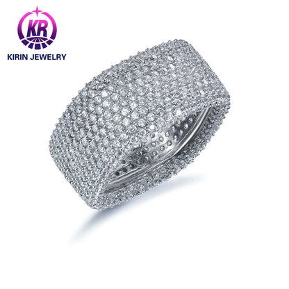 Wholesale Silver CZ Full Eternity Square Band Cluster Diamond Engagement Ring