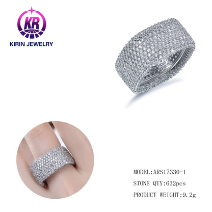 Wholesale Silver CZ Full Eternity Square Band Cluster Diamond Engagement Ring for Women