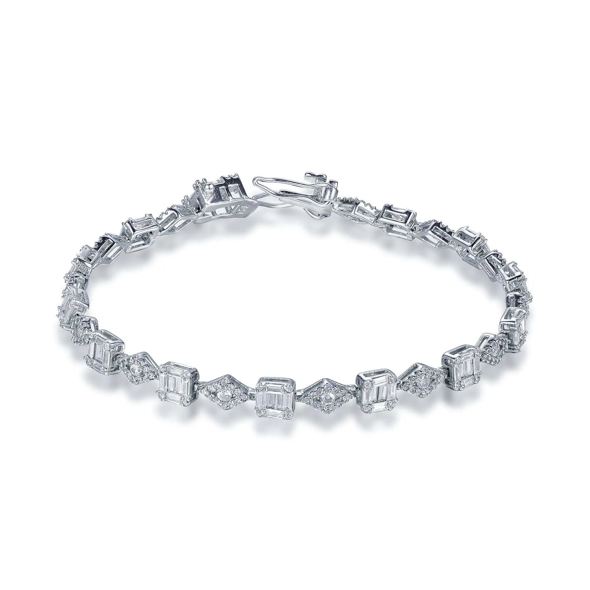 Wholesale Silver CZ Geometric Irregular Shaped Tennis Bracelet