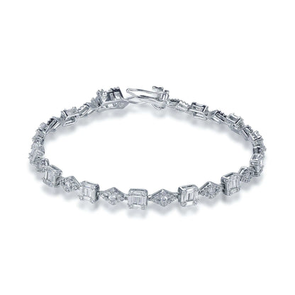 Wholesale Silver CZ Geometric Irregular Shaped Tennis Bracelet