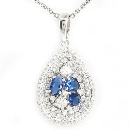 Wholesale Silver CZ & Glass Cluster Gem Teardrop Pendant Costume Jewelry Sets
