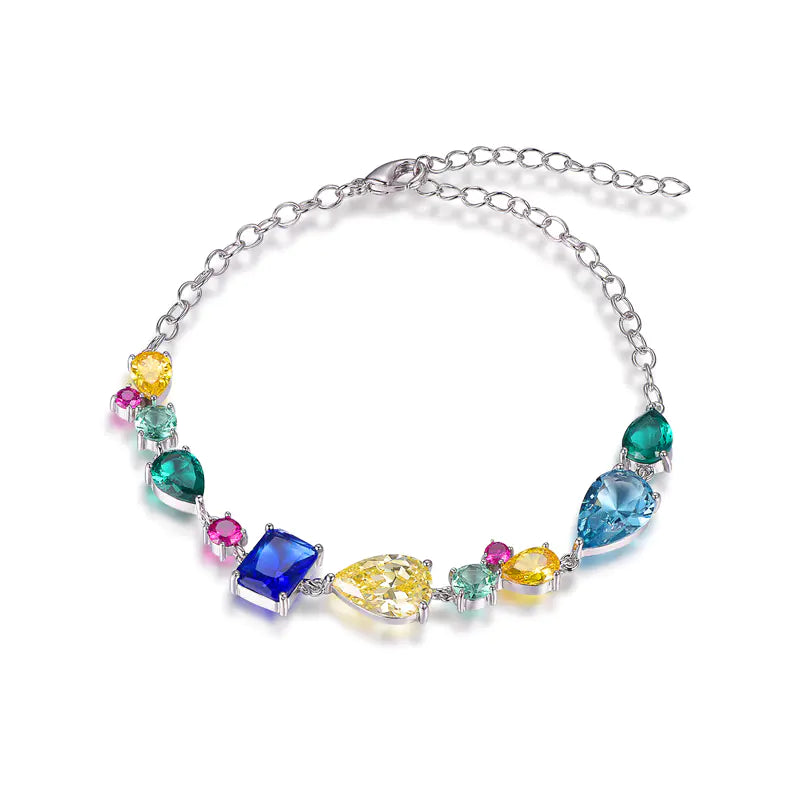 Wholesale Silver CZ & Glass & Corundum Multi Gemstone Bangle Bracelets
