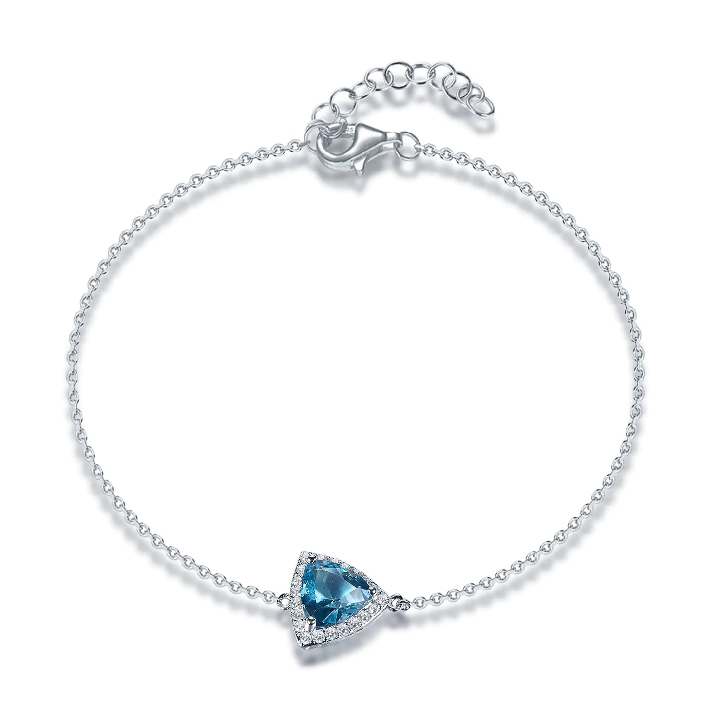 Wholesale Silver CZ & Glass Lab Created Blue Sapphire Bracelet