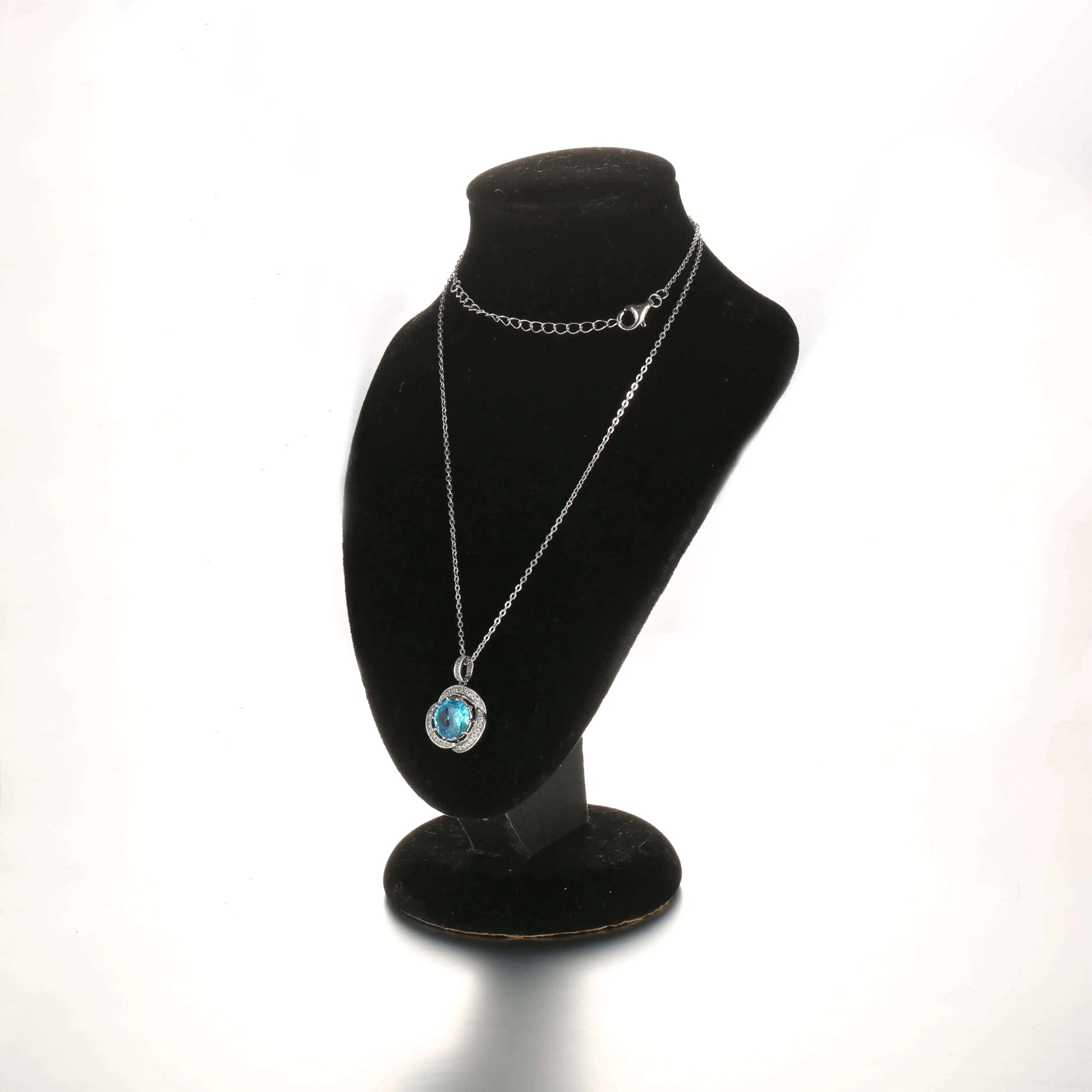 Wholesale Silver CZ & Glass Lab Created Sapphire Pendant Round Simple Bridal Jewelry Set​