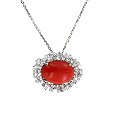 Wholesale Silver CZ & Glass & Light Coral Cocktail Pendant Vintage Jewelry Sets