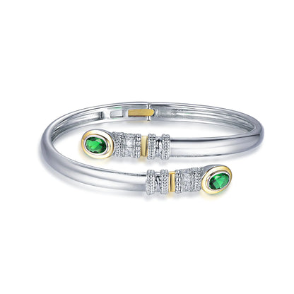 Wholesale Silver CZ & Glass Unique Design Open Vintage Bangle Bracelets