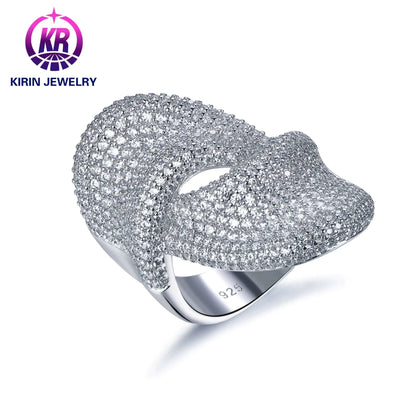 Wholesale Silver CZ Half Eternity Simulated Diamond Twisted Engagement Ring