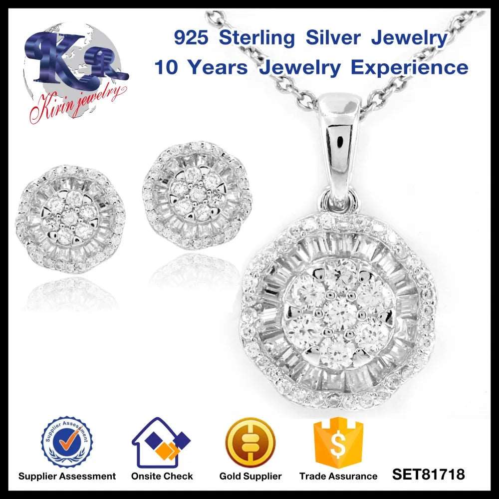 Wholesale Silver CZ Halo Lab-Grown Diamond Bridal Wedding Jewelry Sets