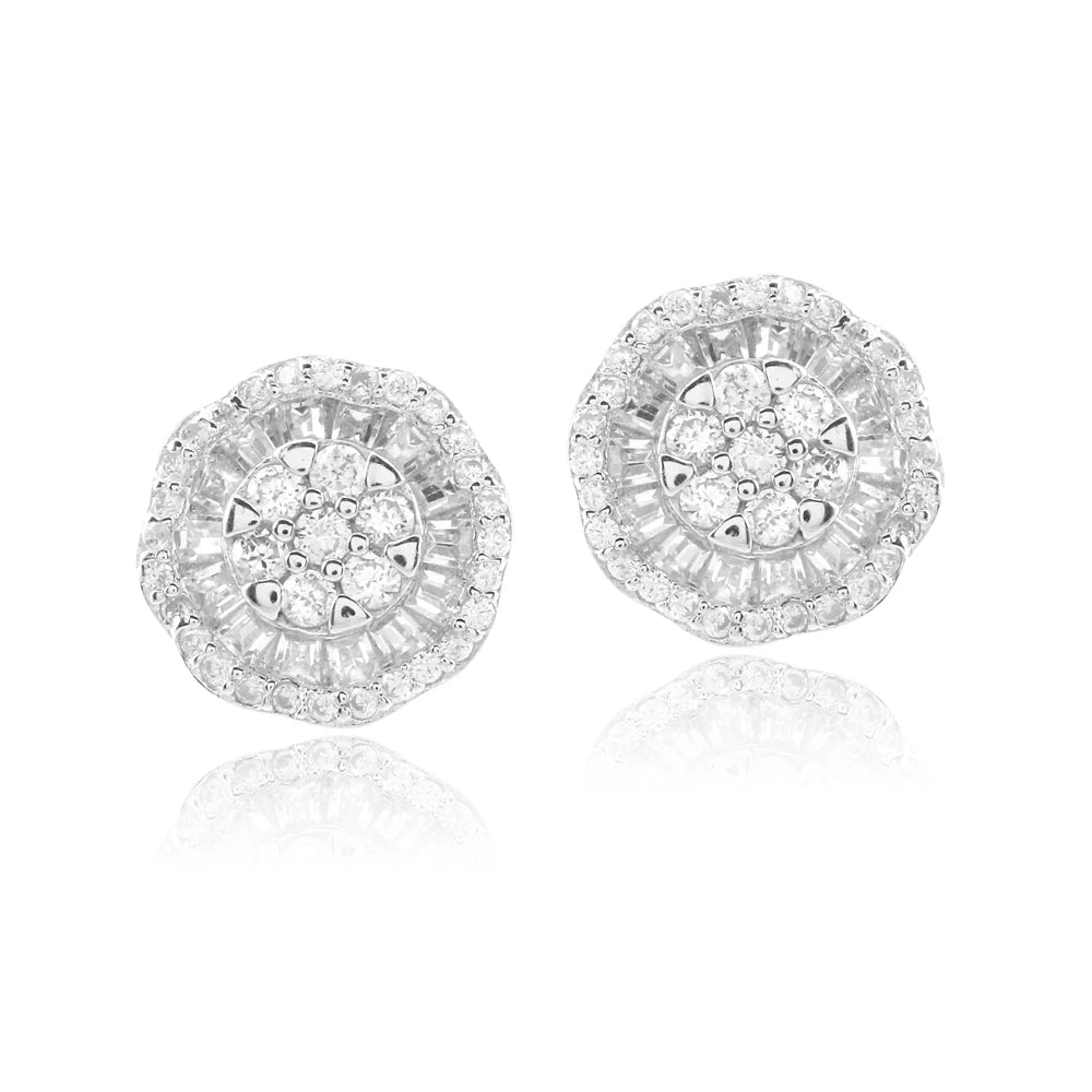 Wholesale Silver CZ Halo Lab-Grown Diamond Earring Bridal Wedding Jewelry Sets