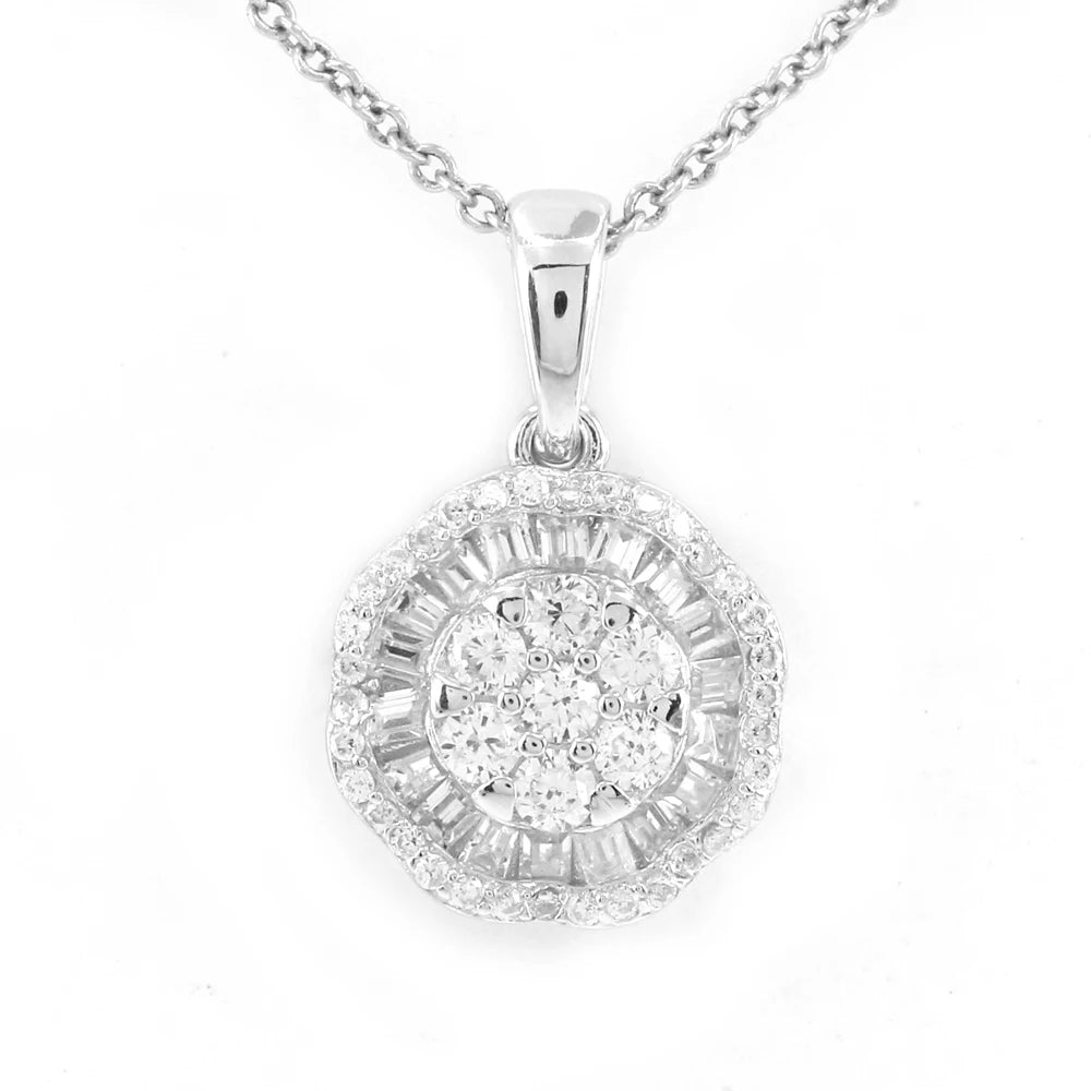 Wholesale Silver CZ Halo Lab-Grown Diamond Pendant Bridal Wedding Jewelry Sets