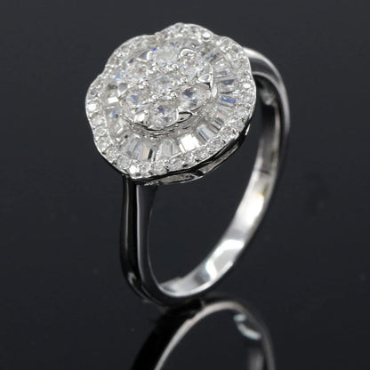 Wholesale Silver CZ Halo Lab-Grown Diamond Ring Bridal Wedding Jewelry Sets