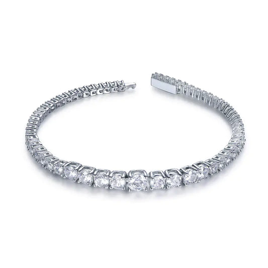 Wholesale Silver CZ Iced Out Lab Created Diamond Tennis Chain Bracelet