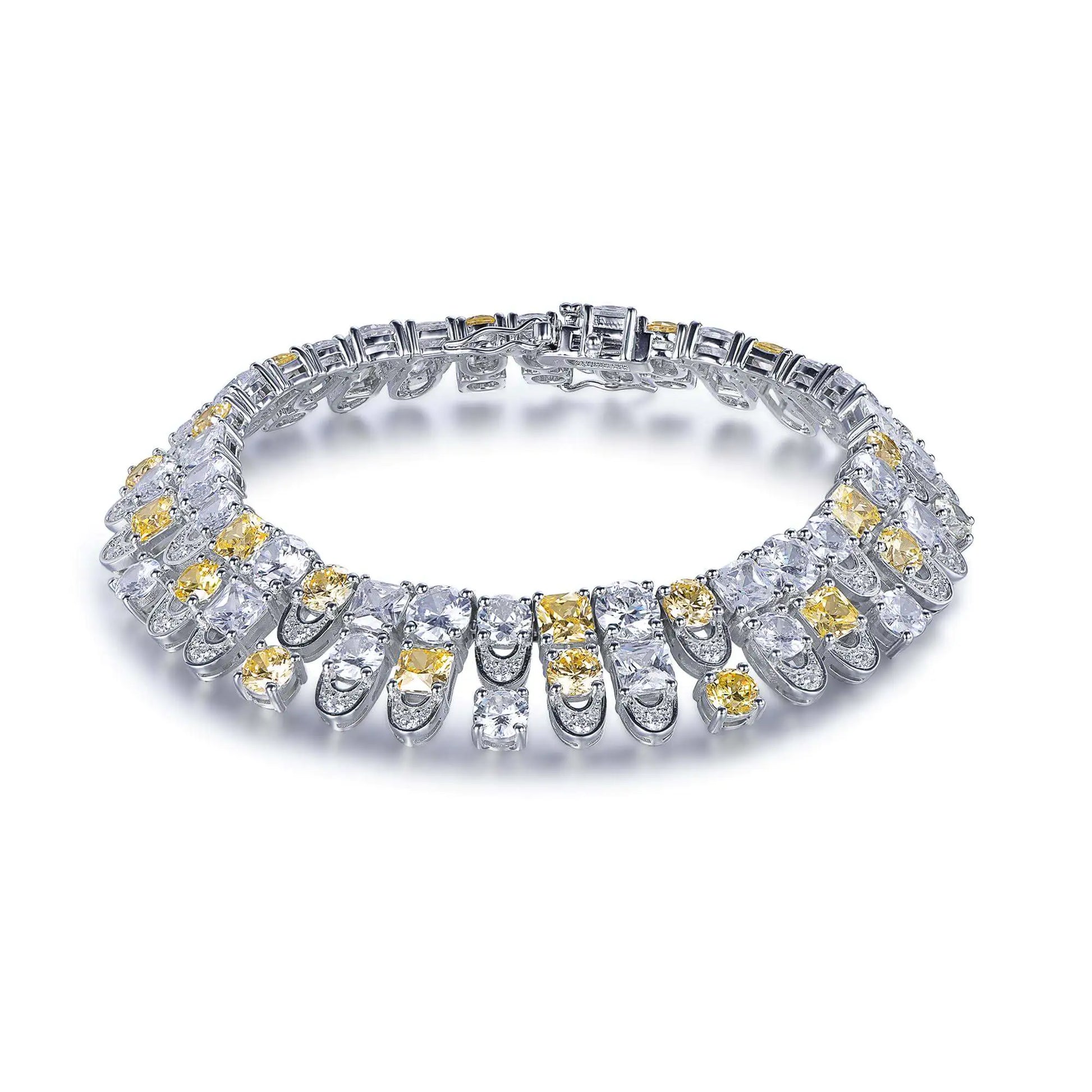Wholesale Silver CZ Lab Created Citrine Tennis Chain Bracelet