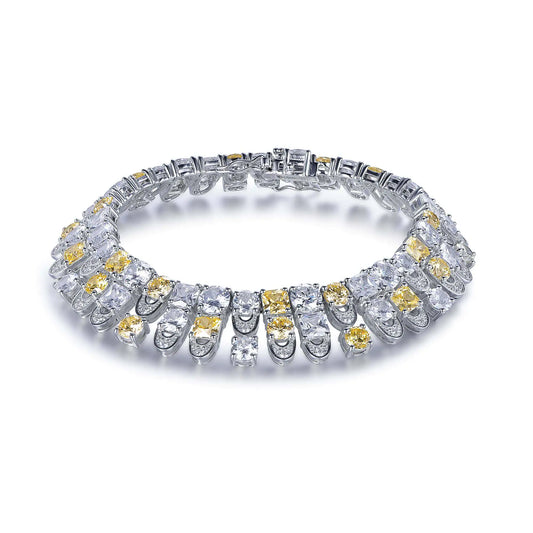 Wholesale Silver CZ Lab Created Citrine Tennis Chain Bracelet