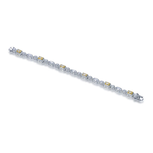 Wholesale Silver CZ Lab Created Diamond Citrine Mixed Shape Tennis Bracelet