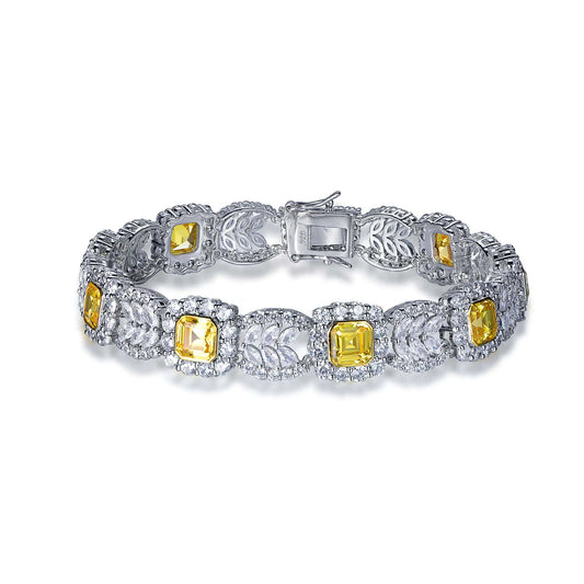 Wholesale Silver CZ Lab Created Diamond Citrine Tennis Bracelet