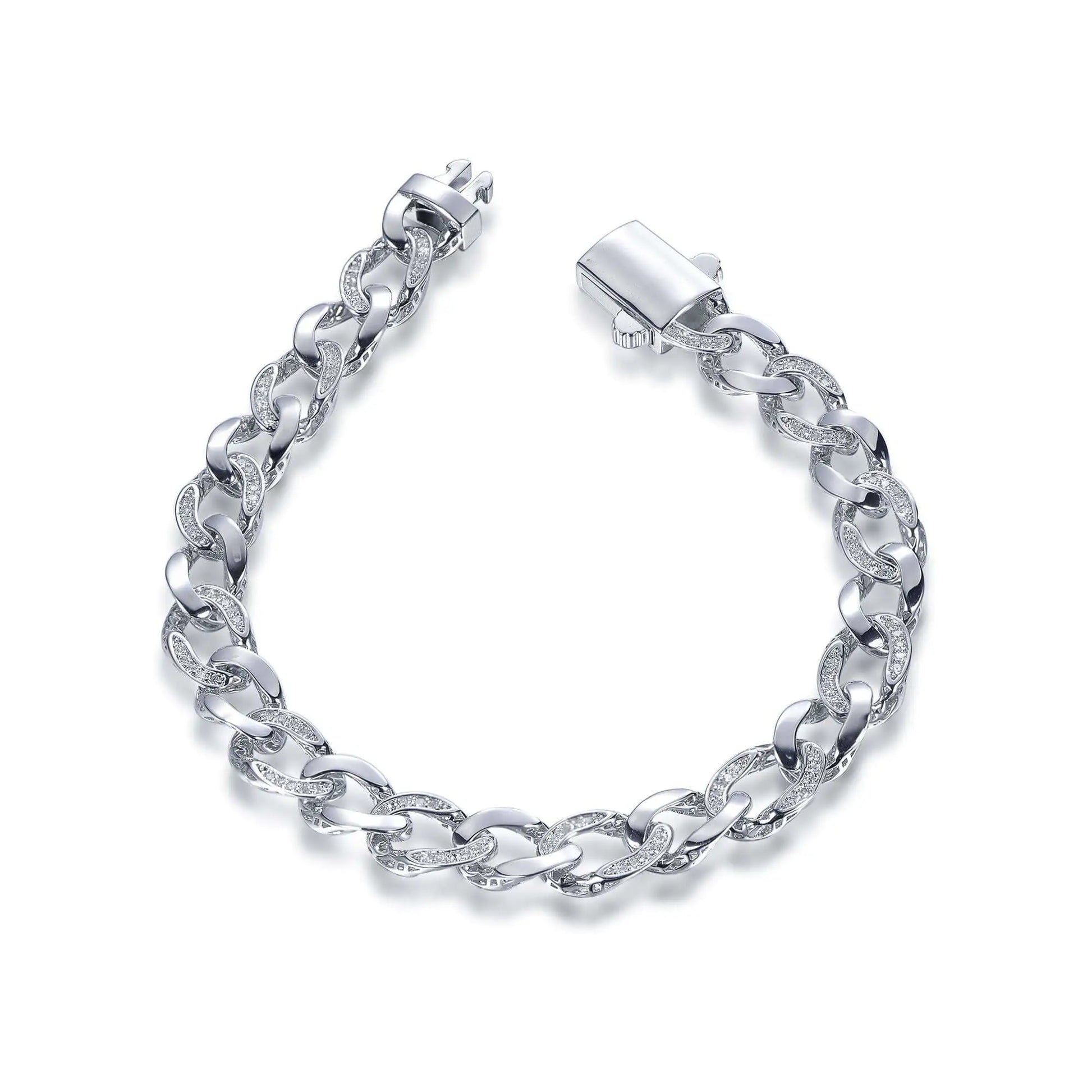 Wholesale Silver CZ Lab Created Diamond Curb Chain Bracelet