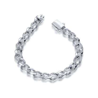 Wholesale Silver CZ Lab Created Diamond Curb Chain Bracelet