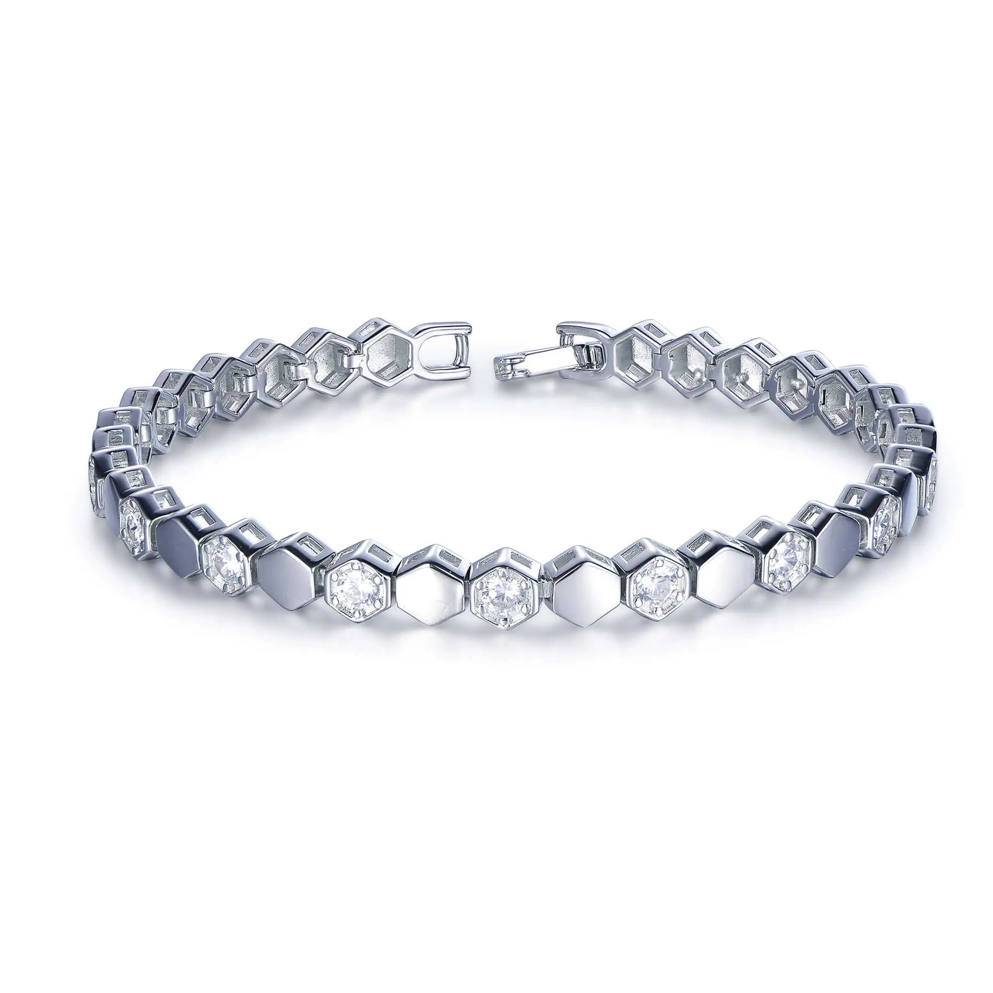 Wholesale Silver CZ Lab Created Diamond Dainty Honeycomb Tennis Bracelet