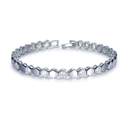 Wholesale Silver CZ Lab Created Diamond Dainty Honeycomb Tennis Bracelet
