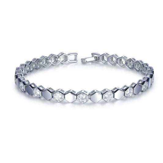 Wholesale Silver CZ Lab Created Diamond Dainty Honeycomb Tennis Bracelet
