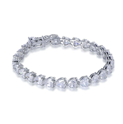 Wholesale Silver CZ Lab Created Diamond Heart Tennis Bracelet
