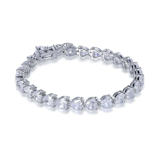 Wholesale Silver CZ Lab Created Diamond Heart Tennis Bracelet