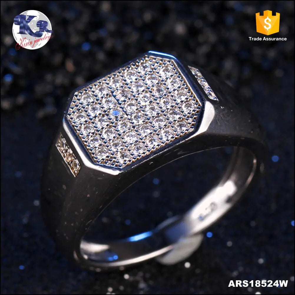 Wholesale Silver CZ Lab Created Diamond Hip Hop Vintage Cluster Ring​