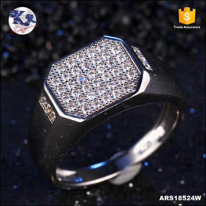 Wholesale Silver CZ Lab Created Diamond Hip Hop Vintage Cluster Ring​