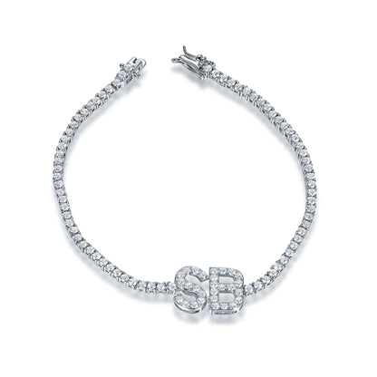 Wholesale Silver CZ Lab Created Diamond Initial Tennis Bracelet​