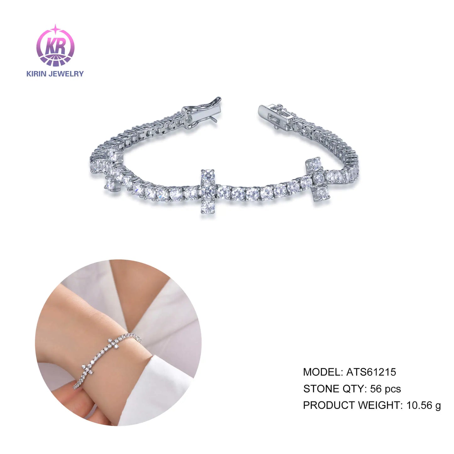 Wholesale Silver CZ Lab Created Diamond Personalized Bangle Bracelet for Women